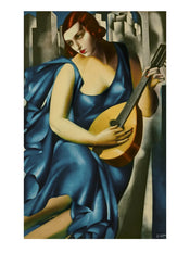 Affiche Art Tamara De Lempicka Donna in Blu suona mandolino 60x80cm TDL 16 | yourdeclineoration.com