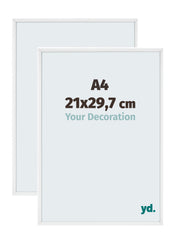 Aurora Aluminium Cadre Photo 21x29-7cm A4 Lot De 2 Blanc Brillant De Face Mesure | yourdeclineoration.com