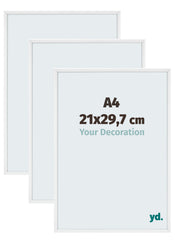 Aurora Aluminium Cadre Photo 21x29-7cm A4 Lot De 3 Blanc Brillant De Face Mesure | yourdeclineoration.com