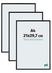Aurora Aluminium Cadre Photo 21x29-7cm A4 Lot De 3 Noir Mat De Face Mesure | yourdeclineoration.com