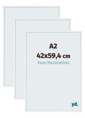 Aurora Aluminium Cadre Photo 42x59-4cm A2 Lot De 3 Blanc Brillant De Face Mesure | yourdeclineoration.com