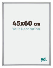Annecy Plastique Cadre Photo 45x60cm Argent De Face Mesure | yourdeclineoration.com
