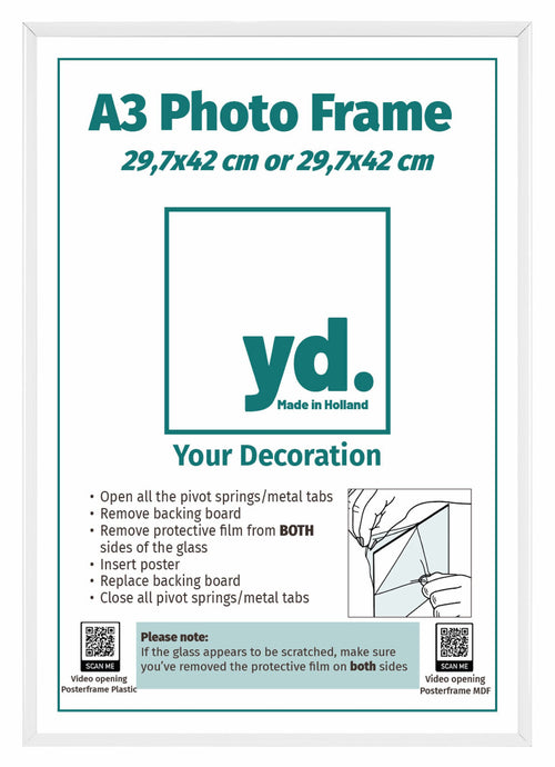 Aurora Aluminium Cadre Photo 29-7x42cm A3 Blanc De Face | yourdeclineoration.com