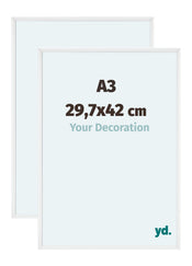 Aurora Aluminium Cadre Photo 29-7x42cm A3 Lot De 2 Blanc Brillant De Face Mesure | yourdeclineoration.com
