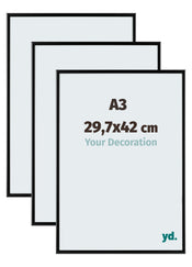 Aurora Aluminium Cadre Photo 29-7x42cm A3 Lot De 3 Noir Mat De Face Mesure | yourdeclineoration.com