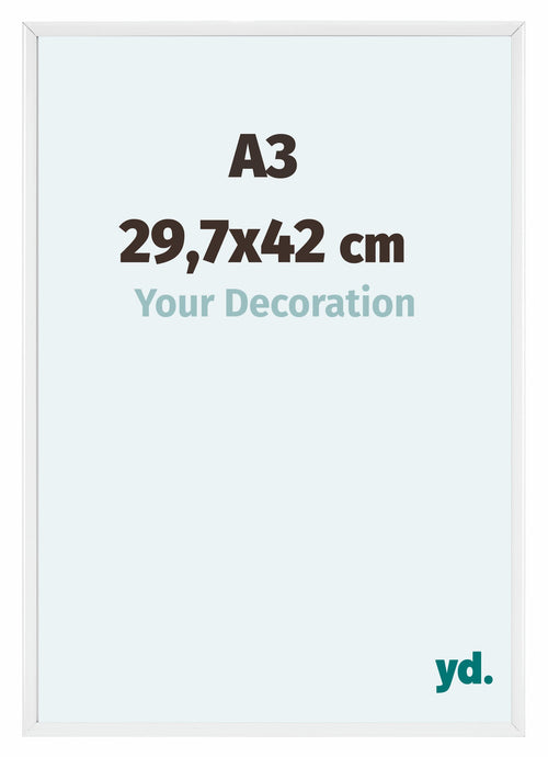 Aurora Aluminium Cadre Photo 29-7x42cm Blanc Brillant De Face Mesure | yourdeclineoration.com
