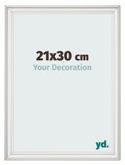 Cadre Photo 21x30cm Blanc Patine MDF Lazio De Face Mesure | yourdeclineoration.com