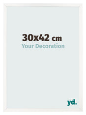 Cadre Photo 30x42 cm Blanc Brillant MDF Bologna De Face Mesure | yourdeclineoration.com