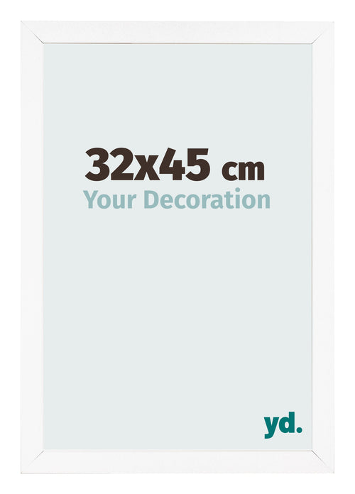 Cadre Photo 32x45 cm Blanc Mat MDF Bologna De Face Mesure | yourdeclineoration.com