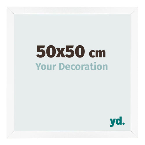 Cadre Photo 50x50 cm Blanc Mat MDF Bologna De Face Mesure | yourdeclineoration.com