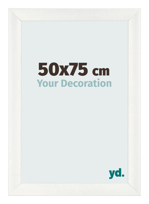 Cadre Photo 50x75cm Blanc Vintage MDF Pisa De Face Mesure | yourdeclineoration.com