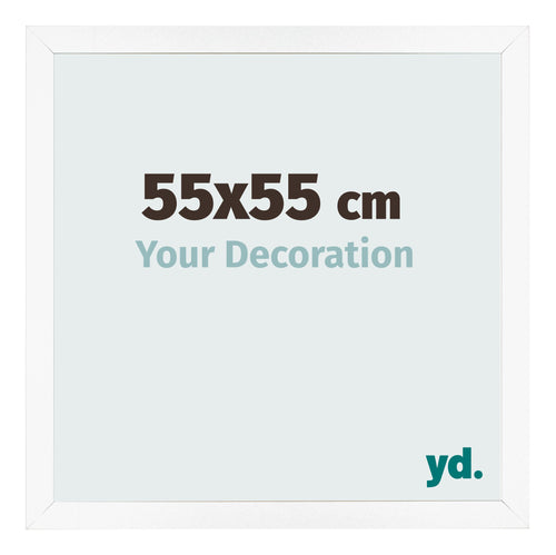 Cadre Photo 55x55 cm Blanc Mat MDF Bologna De Face Mesure | yourdeclineoration.com