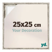 Lyon MDF Cadre Flottant 25x25cm Blanc Vintage De Face Mesure | yourdeclineoration.com