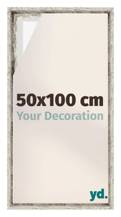 Lyon MDF Cadre Flottant 50x100cm Blanc Vintage De Face Mesure | yourdeclineoration.com