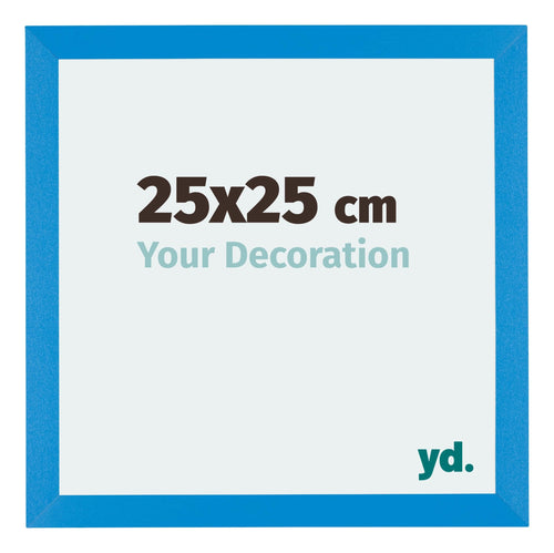 Mura MDF Cadre Photo 25x25cm Bleu Brillant De Face Mesure | yourdeclineoration.com