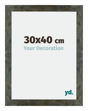 Mura MDF Cadre Photo 30x40cm Bleu Or Mélangé De Face Mesure | yourdeclineoration.com