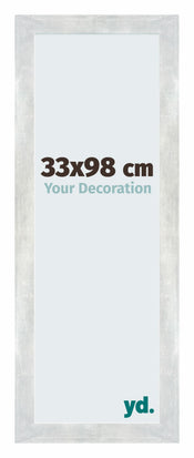 Mura MDF Cadre Photo 33x98cm Argent Brillant Vintage De Face Mesure | yourdeclineoration.com