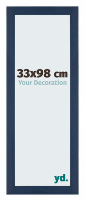 Mura MDF Cadre Photo 33x98cm Bleu Foncé Patiné De Face Mesure | yourdeclineoration.com