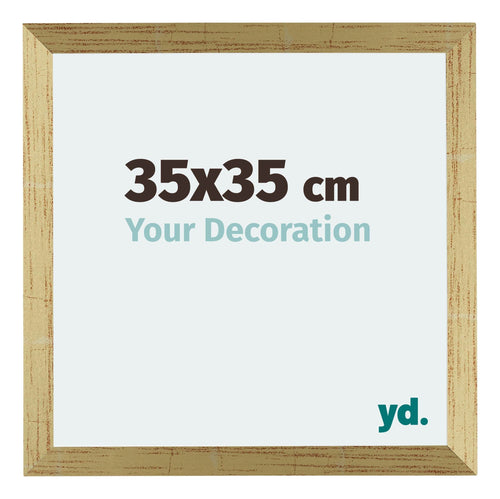 Mura MDF Cadre Photo 35x35cm Or Brillant De Face Mesure | yourdeclineoration.com