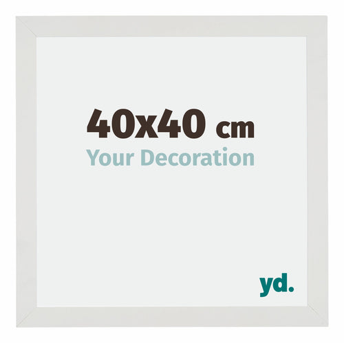 Mura MDF Cadre Photo 40x40cm Blanc Mat De Face Mesure | yourdeclineoration.com
