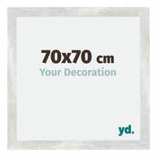 Mura MDF Cadre Photo 70x70cm Argent Brillant Vintage De Face Mesure | yourdeclineoration.com