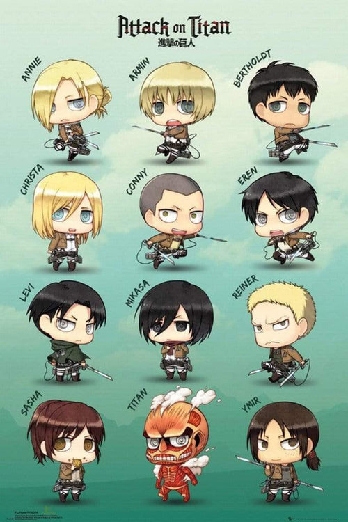 GBeye Attack on Titan Chibi Characters Affiche 61x91,5cm | yourdeclineoration.com