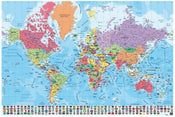 Grupo Erik GPE4913 Map World Pt Physical Politic Affiche 91,5X61cm | yourdeclineoration.com