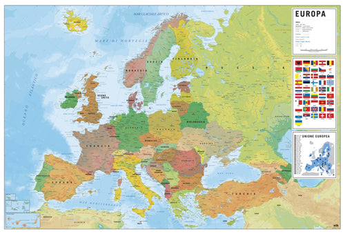 Grupo Erik GPE5443 Physical Political Map Of Europe Ita Affiche 91,5X61cm | yourdeclineoration.com