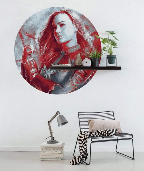 Komar Avengers Painting Captain Marvel Papier Peint Adhésif 125x125cm Rond ambiance | yourdeclineoration.com