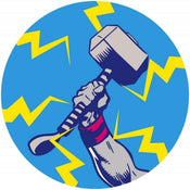 Komar Avengers Thors Hammer Pop Art Papier Peint Adhésif 125x125cm Rond | yourdeclineoration.com