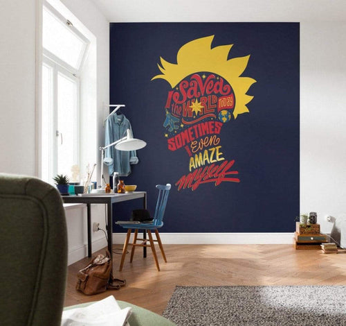Komar Captain Marvel saves the World Papier Peint Intissé 250x280cm 5 bandes ambiance | yourdeclineoration.com