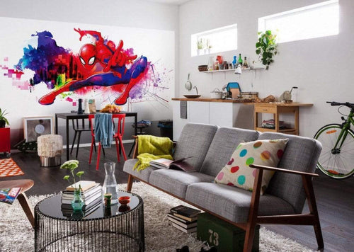 Komar Spider Man Graffiti Art Papier Peint Intissé 300x150cm 6 bandes ambiance | yourdeclineoration.com