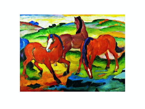 Franz Marc  Die groÃŸen roten Pferde affiche art 71x56cm | yourdeclineoration.com