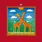 Linda Edwards  Two little giraffes affiche art 40x40cm | yourdeclineoration.com