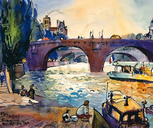 Michael Leu  Evening by the Seine affiche art 60x50cm | yourdeclineoration.com