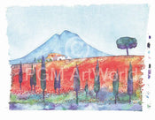 Ralf Westphal  Soracte mit Mohnfeld/Latium affiche art 90x70cm | yourdeclineoration.com