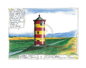 Sabine Gerke  Der Leuchtturm von Pilsum affiche art 30x24cm | yourdeclineoration.com