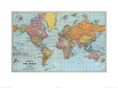 Pyramid Stanfords General Map of the World 1920 affiche art 60x80cm | yourdeclineoration.com