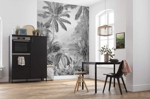 Komar Lac Tropical Black And White Papier Peint Intissé 200x270cm 2 bandes ambiance | yourdeclineoration.com