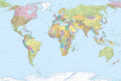 Komar World Map Papier Peint Intissé 368x248cm | yourdeclineoration.com