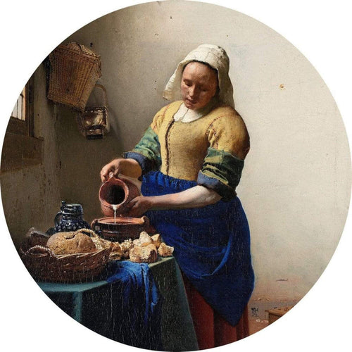 Wizard+Genius Vermeer The Milkmaid Papier Peint Intissé 140x140cm rond | yourdeclineoration.com