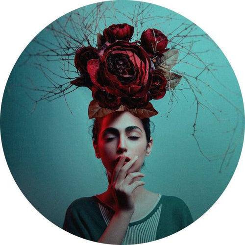 Wizard+Genius Flowers in her Hair Papier Peint Intissé 140x140cm rond | yourdeclineoration.com