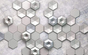 Komar Hexagon Concrete Papier Peint Intissé 400x250cm 4 bandes | yourdeclineoration.com