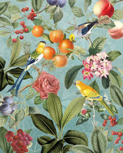 Komar Birds and Berries Intisse Papier Peint 200x250cm 4 bandes | yourdeclineoration.com