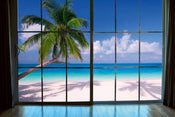 Dimex Beach Window View Papier Peint 375x250cm 5 bandes | yourdeclineoration.com