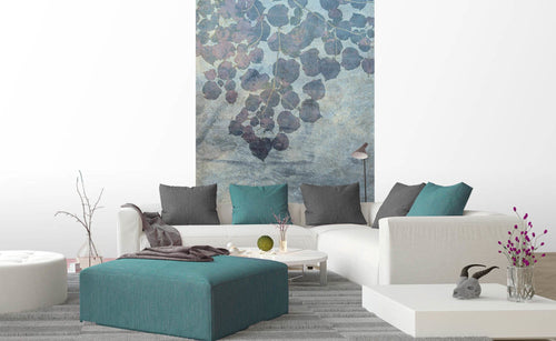Dimex Blue Leaves Abstract Papier Peint 150x250cm 2 bandes ambiance | yourdeclineoration.com
