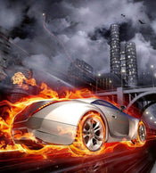 Dimex Car in Flames Papier Peint 225x250cm 3 bandes | yourdeclineoration.com