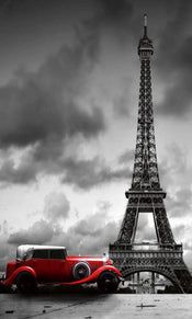 Dimex Retro Car in Paris Papier Peint 150x250cm 2 bandes | yourdeclineoration.com