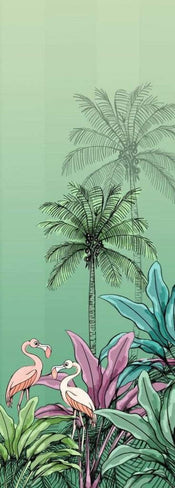 Komar Jungle Flamingo Papier Peint Intissé 100x280cm 2 bandes | yourdeclineoration.com