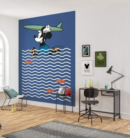 Komar Mickey gone Surfing Papier Peint Intissé 200x280cm 4 bandes ambiance | yourdeclineoration.com